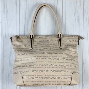 Designer logo cream beige purse